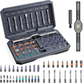 ORIA Ratchet Screwdriver Set, 42 in 1 Multi Bit Magnetic Screwdriver Set with 40 Bits, Detachable T Ratchet Handle, Magnetizer, Precision Repair Tool Kit for Furniture Electronics Maintena - Grey