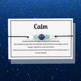 tenghong2021 Chakra Crystal Beaded Bracelet with Wish Card Adjustable Spiritual Anxiety Stone Beads Braide String Bracelet Yoga Meditation for Women Men Jewelry Birthday Gifts-Calm