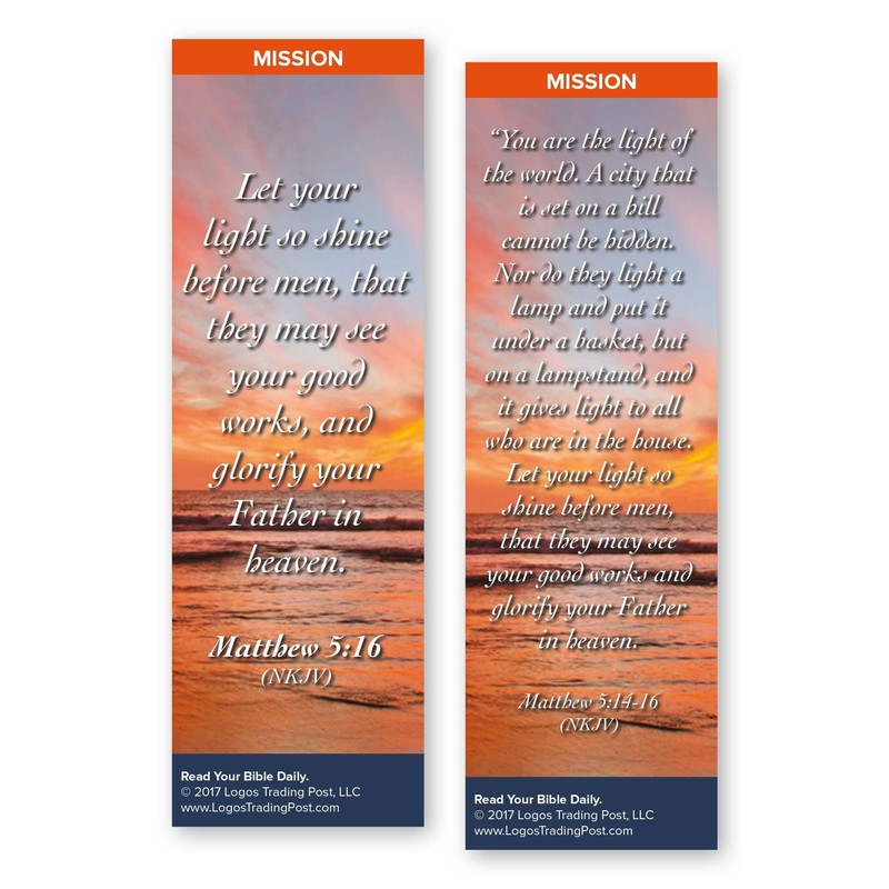 Christian Bookmark with Bible Verse, Pack of 25, Mission Themed,