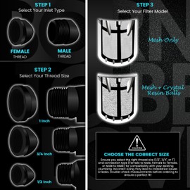 ORBON Inline Water Filter – 3/4" FNPT to MNPT, Fine Mesh Sediment Filter with Crystal Resin Balls for Whole House, Under Sink, Shower, Washing Machine, Garden Hose, Tap – Reusable Pre-Filter Strainer