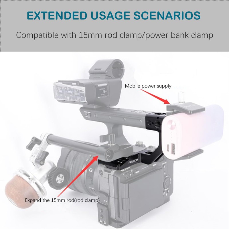 NICEYRIG FX3/X30 Handle Extension Rig,Extension Bracket Grip for Sony FX3/FX30