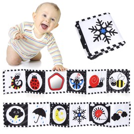 Jenilily Stoffbuch für Babys, Tummy Time Spiegel Black & White Kinderwagen Spielzeug, Lernspielzeug Geschenk 0 3 6 9 12 Monate Neugeborene