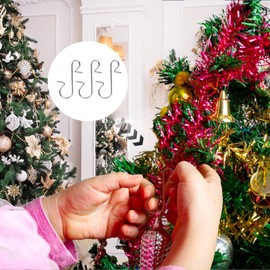 Osgow 150PCS Christmas Ornament Hooks, Christmas Ornament Hangers for Christmas Tree Decorations, Small Hanging Hooks for Xmas Ornaments, Steel Material Hooks with Box