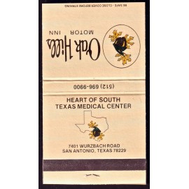 Vintage Matchbook, Oak Hills Motor Inn (Black Lettering)-Unu