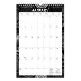 2025-2026 Wall Calendar Spiral-bound Twin-Wire Binding - 18 Months Planner 8.5" x 11" - Large Ruled Blocks with Julian Dates - (Edition #09 B&W)