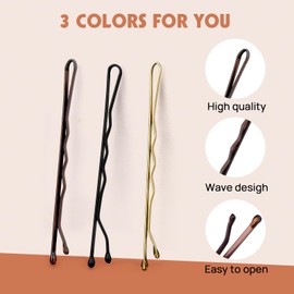 Bobby Pins, 300 Pcs Bobby Pins in Brown, Blonde, and Black for Women, 2 Inch Hair Pins with Storage Box, Secure Hold