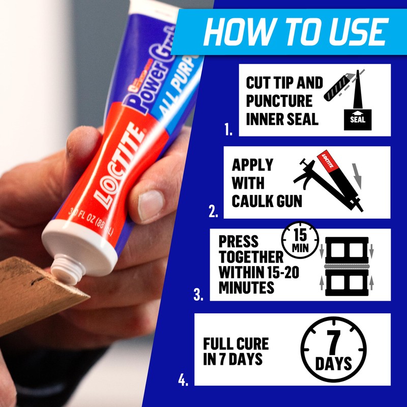 Loctite Power Grab Express All Purpose Construction Adhesive, White, 3