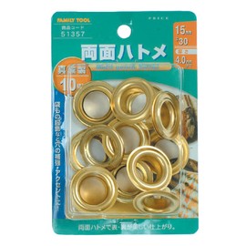 Ichinen Access FAMILY TOOL Grommets, Double-Sided Grommets, Brass, 10 Pairs, 51357, 0.6 inches (15 mm) (#30)