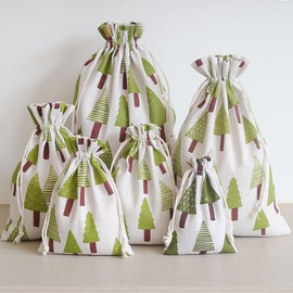 DAHI 12pcs Cotton Drawstring Bags Christmas Bags Christmas Drawstring Gift Bags ca.20 * 30cm Xmas Gift Bags Jute Bags Cotton Bag for Jute Burlap Gift Bag(green, 20 * 30)