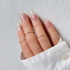 Transparent Chrome Parts Magnet Handmade Nail Tips - 4. Transparent Almond / 투명 크롬파츠 자석 수제네일팁 - 4. 투명 아몬드