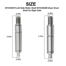 Screw Man W10359269 W10359270 Dryer Left and Right Side Shafts Kit,Dryer Roller Shaft Set kits for Whirlpool,Crosley,Replace W10359269 W10359270
