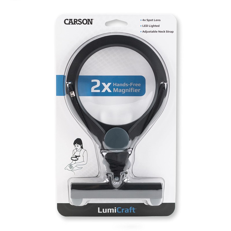 Carson® LumiCraft LED Lighted Hands-Free 2x Magnifier with 4x Spot