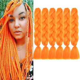 Braiding Hair Extensions Orange Professional High Temperature Braids Hair 24 Inch(A20-6Packs)