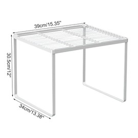 LIYIVNAA Kitchen Cabinet Storage Shelf Stackable Wire Spice Rack Organizer Heavy Duty Space Saver for Bathroom Bedroom Closet Laundry Room Office Countertop - White, Pack 1