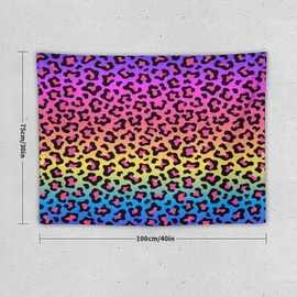 Girls Leopard Tapestry,Colorful Women Cheetah Printed Wall Tapestry Africa Leopard Pattern Rainbow Design Wall Art Home Décor for Bedroom Living Room Dorm Wall Décor 40" x 30"