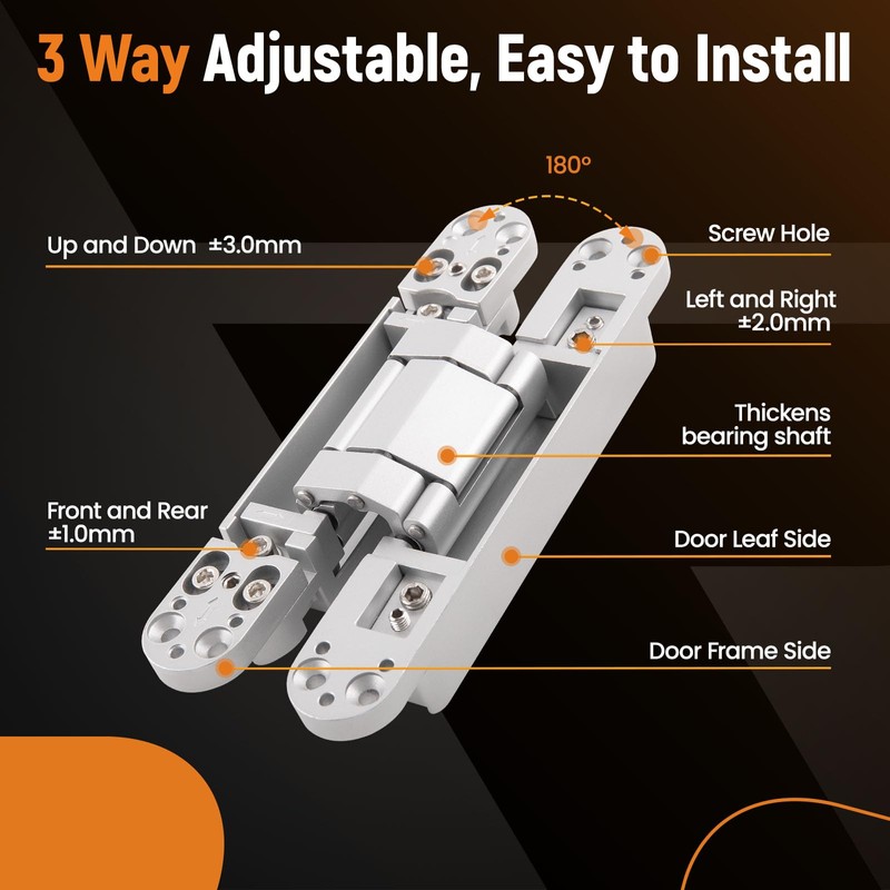 maXpeedingrods 2Pcs Hidden Door Hinge, 7 Inch Invisible Hinges for