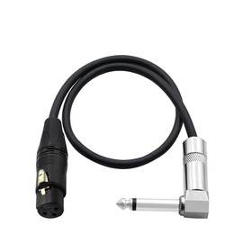PNGKNYOCN Right Angle 6.35mm Mono to XLR 3 Pin Cable,90 Degree 1/4 Male to XLR Female Interconnect Cable for Soundbox, Microphone, Power Amplifier Etc(50cm)