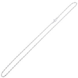 Gem Avenue Rhodium Plated Italian 925 Sterling Silver 1mm Singapore Chain 18 inch Long Necklace with Lobster Clasp