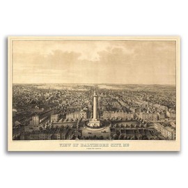 MAGNET 1862 Baltimore, MD Vintage Old Panoramic City Map Magnet Vinyl Magnetic Sheet for Lockers, Cars, Signs, refrigerator 5"