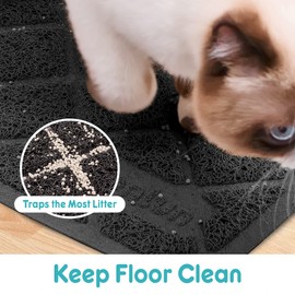 Conlun Cat Litter Mat Litter Trapping Mat, Black Premium Durable PVC Grid Mesh with Scatter Control, Non-Slip, Less Waste Cat Litter Box Mat, Soft on Kitty’s Paws, Urine Waterproof 47" x 35"