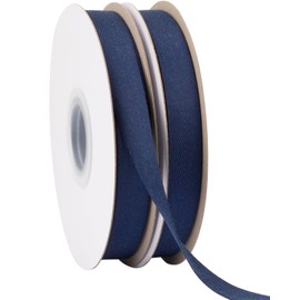 Ribbonitlux 5/8 Inch Tape Twill Ribbon - 25 Yard Soft Navy Herringbone Bias Tape for DIY Craft, Sewing, Gift Wrapping, and Home Decor