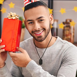 KLIFOWDY Birthday Gifts Necklace for Men Boys Kids 24 Inches Dog Tag Necklace American Flag Pendant Chain Number Necklaces 10th 13th 16th 18th 21st 30th 40th 50th 60th Birthday Jewelry Gifts