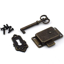 SDTC Tech Retro Desk Drawer Lock Vintage Style Square Spring Latch Lock with Key and Matching Screws for Office Desk/Jewelry Box/Cabinet/Cupboard (Bronze)