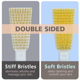 Shower Brush with Soft and Stiff Bristles, 20.5" New Extended Long Handle Back Scrubber Dual-Side Bath Brush Body Exfoliator for Wet or Dry Brushing (Grey Super Long)
