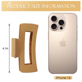 8 Pcs Large Hair Claw Clips 4.1 Inch Non-slip Big Square Matte Hair Claws for Women, Strong Hold Banana Clip for Thick Thin Hair(Yellow)