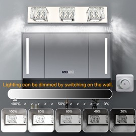 ZUZITO LED Dimmable Bathroom Vanity Lighting Fixtures Modern Crystal Vanity Light Over Mirror White Light(3 Lights)