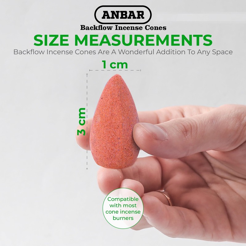 Anbar Backflow Incense Cones for Waterfall Burners and Holder. for