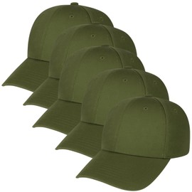 Genérico Paquete 5 Gorras Económicas de Acrilico, Lisa, Cachucha Unisex, Ajustable, Ideal para Bordar y Campañas Publicitarias. (Verde Militar)