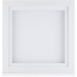 Boldon Framing White 3D Shadow Deep Box Photo Frame for Medal, Flower & Crafts Display. Cube Picture Frames. Size A4, White Mount