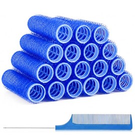 19PCS Self Grip Small Hair Rollers for Women Heatless Velcro Rollers for Hair Volume Set with Tail Comb for Medium Short Hair and Bangs DIY Curly Hair