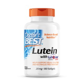 Doctor's BEST Doctor's Best Lutein Featuring Lutemax, Non-GMO, Gluten Free, Soy Free, Eye Health, 20 mg, 180 Softgels
