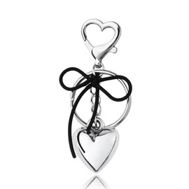 Guqqeuc Bow Heart Keyring Aesthetic Keychain Y2k Accessories Charm for Women Girls Bowknot Keychain Charm Bag Handbag Accessories for Girls Bag Charms for Women Handbag Purse Charms Christmas Gifts