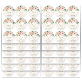 Mobiusea Creation Blush Pink Floral Watercolor Save The Date Stickers Wedding Invitation Stickers | 1.4 inch | Gold Foil | 108pcs Waterproof Wedding Envelope Stickers