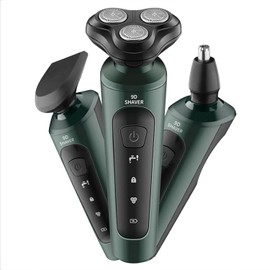 LinMei 3-in-1 Electric Beard Trimmer for Men - Low Noise, 60 Min Battery, Washable Cutter Head, USB Charging - Perfect for Grooming Facial Hair, Nose - Includes Sideburn Trimmer Nose Hair Trimmer