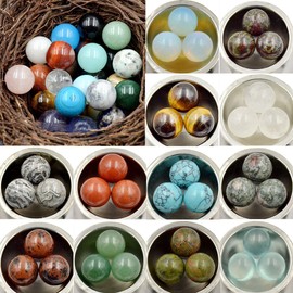 AD Beads Natural Gemstone Harmony Round Ball Crystal Healing Sphere Massage Rock 20~50mm (34 Indian Agate, 30mm)