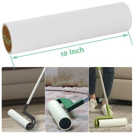 10 inch Large Lint Roller Refills for Evercare Smart Design Libman Well & Good Roll 'N Go Layers 10'' Wide Lint Rollers Mega Sticky Roller Refills 60 Sheets per Refill 3 Pack Total 180 Sheets