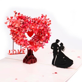 HAIHAUPOD 3D Romantic Pop-Up Anniversary Card for Couple, Love Tree Hearts Couple Love Pop Card for Wife or Husband, Perfect PopUp Wedding Card for Valentine's Day or Anniversary