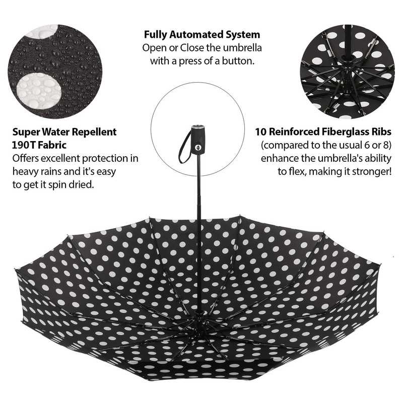 Agaric Cute Polka Dots Umbrella Compact Travel Umbrella - 10