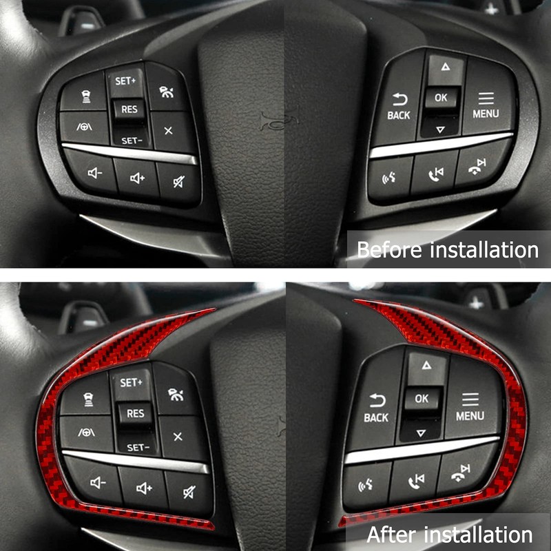 nuoozy Carbon Fiber Steering Wheel Button Frame Cover Trim Compatible