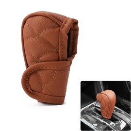 WEZCHUGHAOL Car Gear Shift Cover, Leather Gear Shifter Cover for Protecting Stick Shift Knob, Universal Breathable Car Shifter Cover Car Interior Accessories for Most Cars Trucks SUVs (Brown)