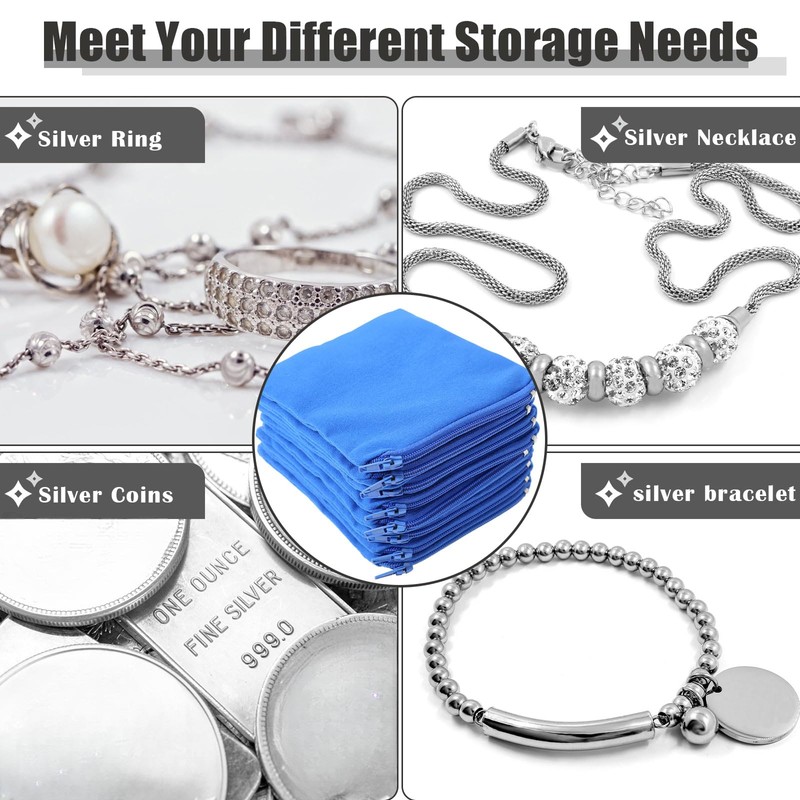 Geosar 24 Pcs Silver Storage Bags, Christmas Anti Tarnish Jewelry