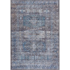 Bloom Rugs Washable 6' x 9' Rug - Slate Gray/Blue Traditional Area Rug for Living Room, Bedroom, Dining Room, and Kitchen - Exact Size: 6' x 9'