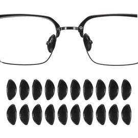 HARFINGTON 10 Pairs Eyeglass Nose Pad 3mm Thickness PVC Anti-Slip Glasses Nose Grips Double Hole Insertion Glasses Nose Pads for Plastic Frames Glasses Sunglasses, Black
