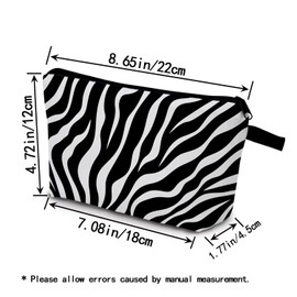 YULUENZE Zebra Stripe Makeup Bag Cute Small Organizer Bag with Zipper Zebra Stripe Cosmetic Bag Aesthetic Birthday Present for Women Sisters Friends
