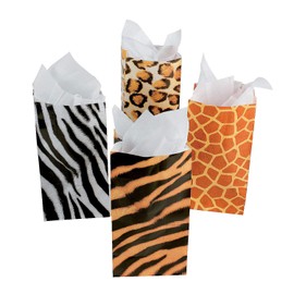 Fun Express - Animal Print Paper Bags - Party Supplies - Bags - Paper Treat Bags - VBS Vacation Bible School Supplies/Decor - 12 Pieces