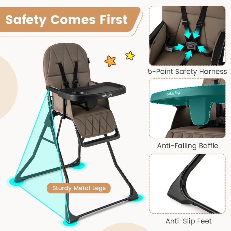 Babyjoy Foldable High Chair Easy Clean Compact Highchair with Removable